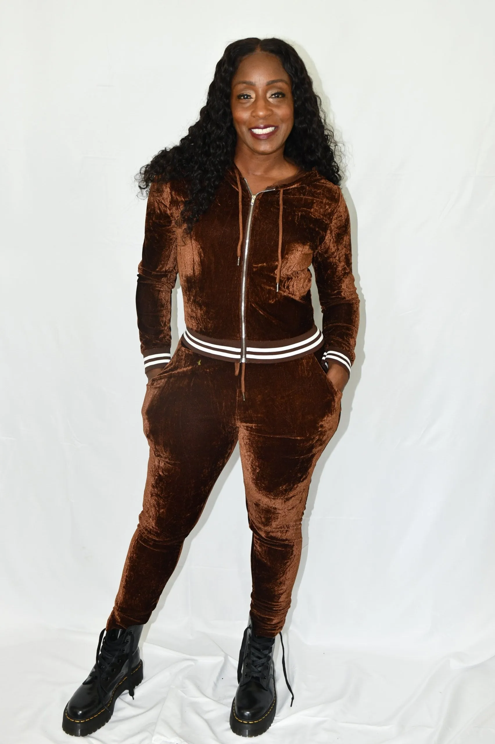 2 Piece Chocolate Velvet Sweatsuit