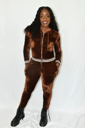 2 Piece Chocolate Velvet Sweatsuit
