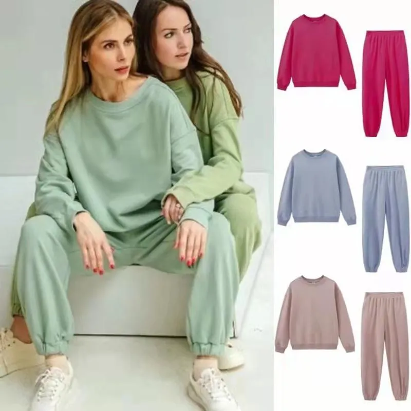 2PCS Women Tracksuit Sets Warm Sports Suit Hoodie   Jogger Pants Fashion Solid Two Piece Sets for Female Sweatshirt Suits Casual Athletic Clothing