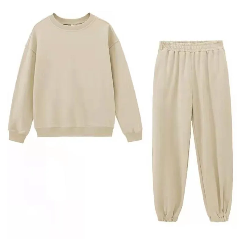 2PCS Women Tracksuit Sets Warm Sports Suit Hoodie   Jogger Pants Fashion Solid Two Piece Sets for Female Sweatshirt Suits Casual Athletic Clothing