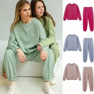 2PCS Women Tracksuit Sets Warm Sports Suit Hoodie   Jogger Pants Fashion Solid Two Piece Sets for Female Sweatshirt Suits Casual Athletic Clothing