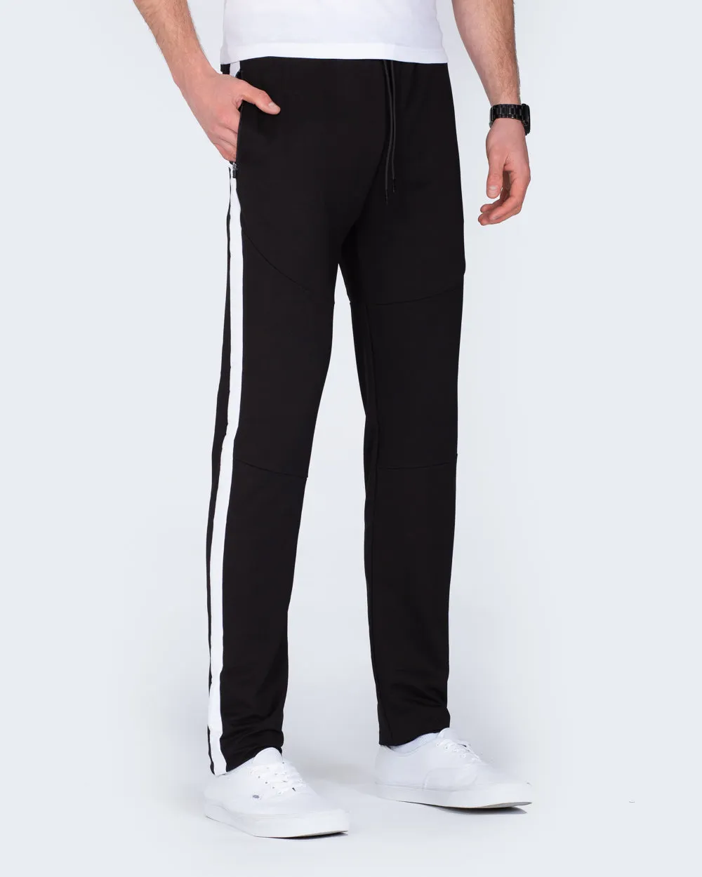 2t Declan Striped Slim Fit Tall Gym Joggers (black)