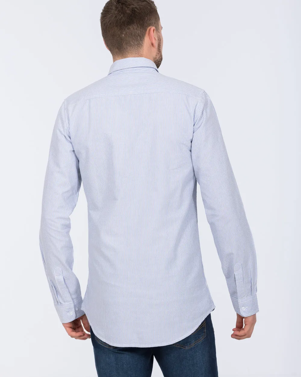 2t Logan Slim Fit Tall Oxford Shirt (pale blue stripe)