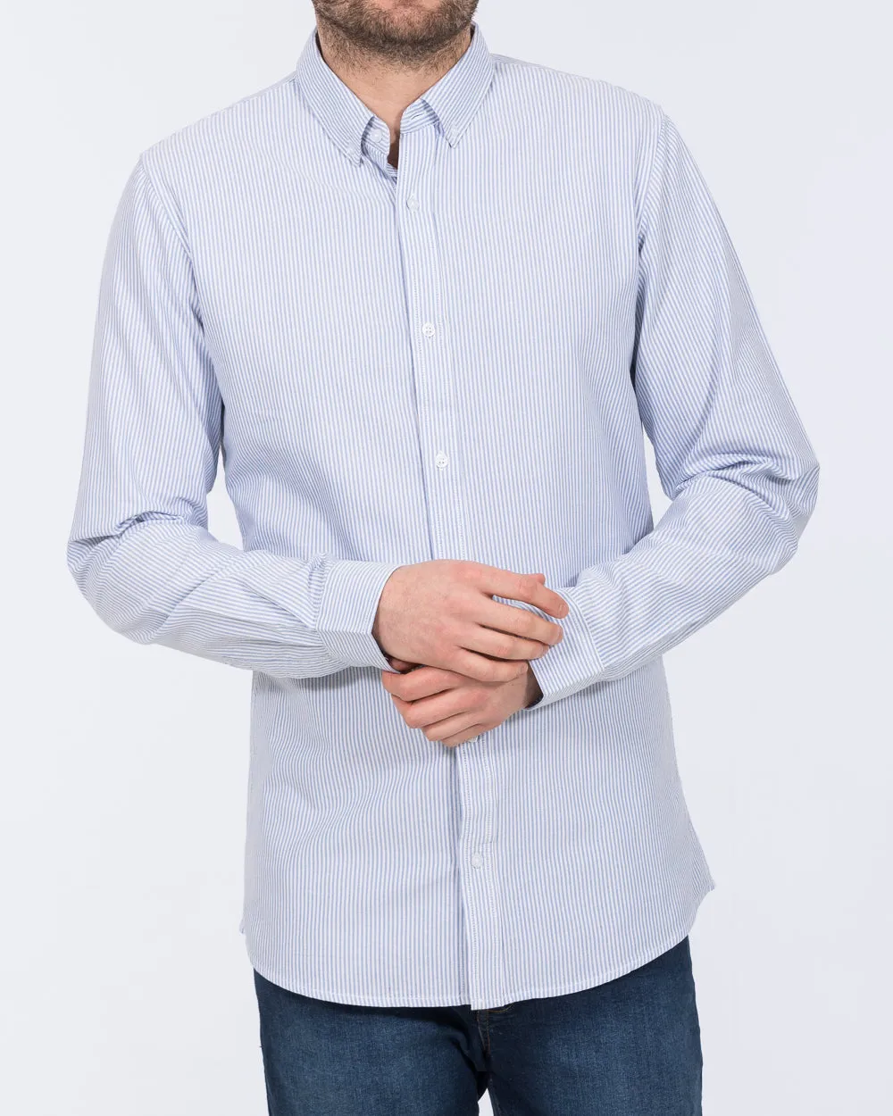 2t Logan Slim Fit Tall Oxford Shirt (pale blue stripe)