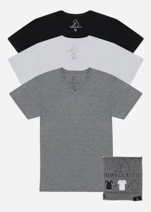 3-Pack V-Neck Grey Black White