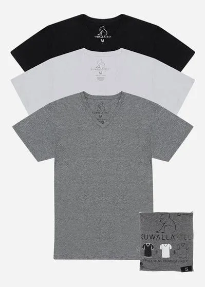 3-Pack V-Neck Grey Black White