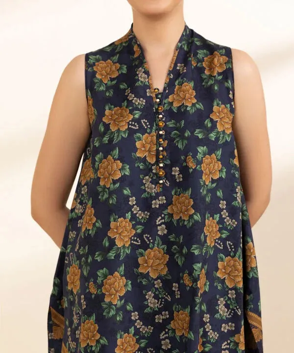 3 Piece - Printed Linen Suit