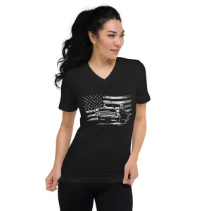 57 Chevy American flag V-Neck T-Shirt