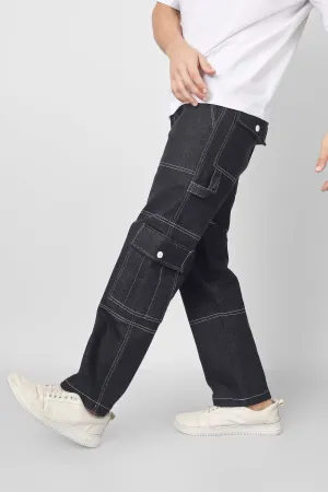 6 POCKET BLACK CARPENTER CARGO PANTS