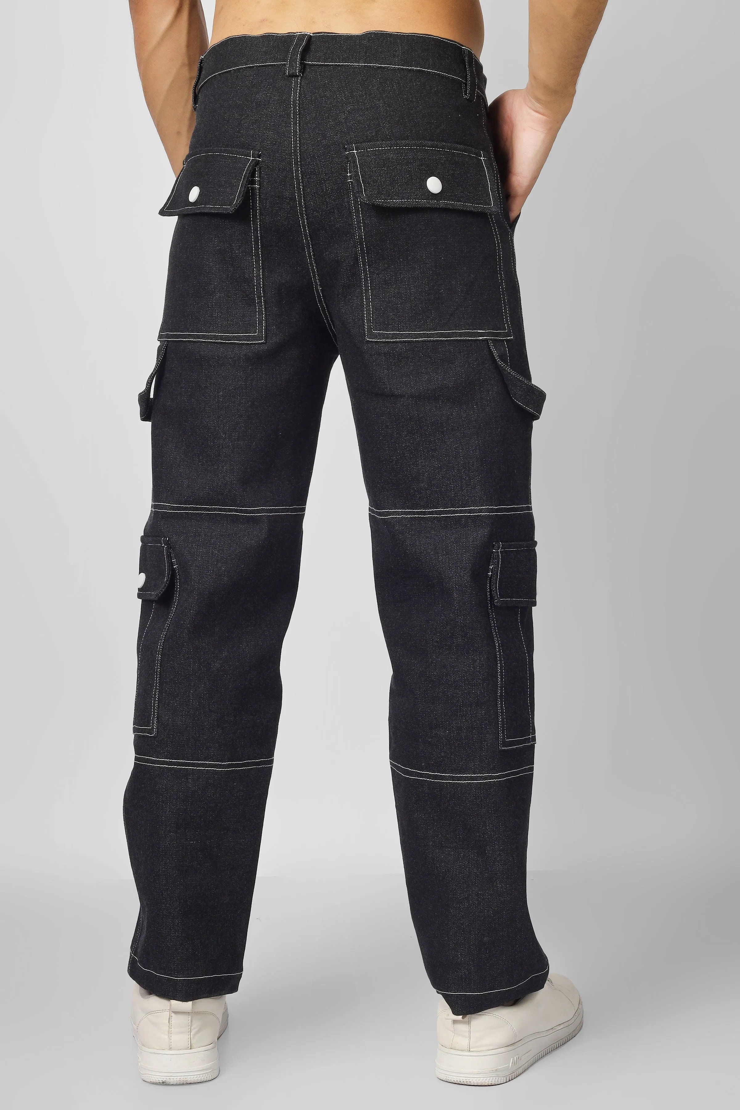 6 POCKET BLACK CARPENTER CARGO PANTS