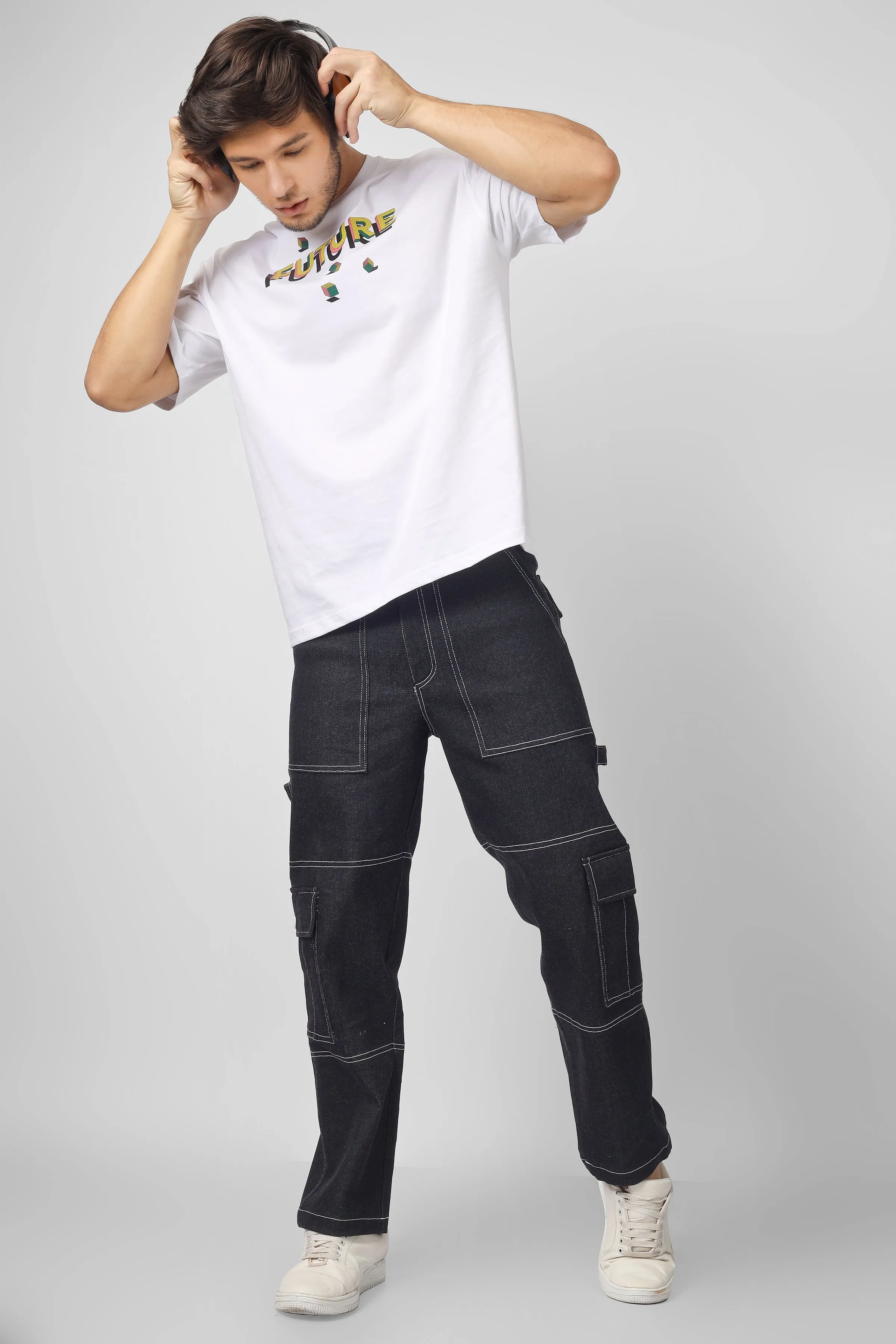 6 POCKET BLACK CARPENTER CARGO PANTS