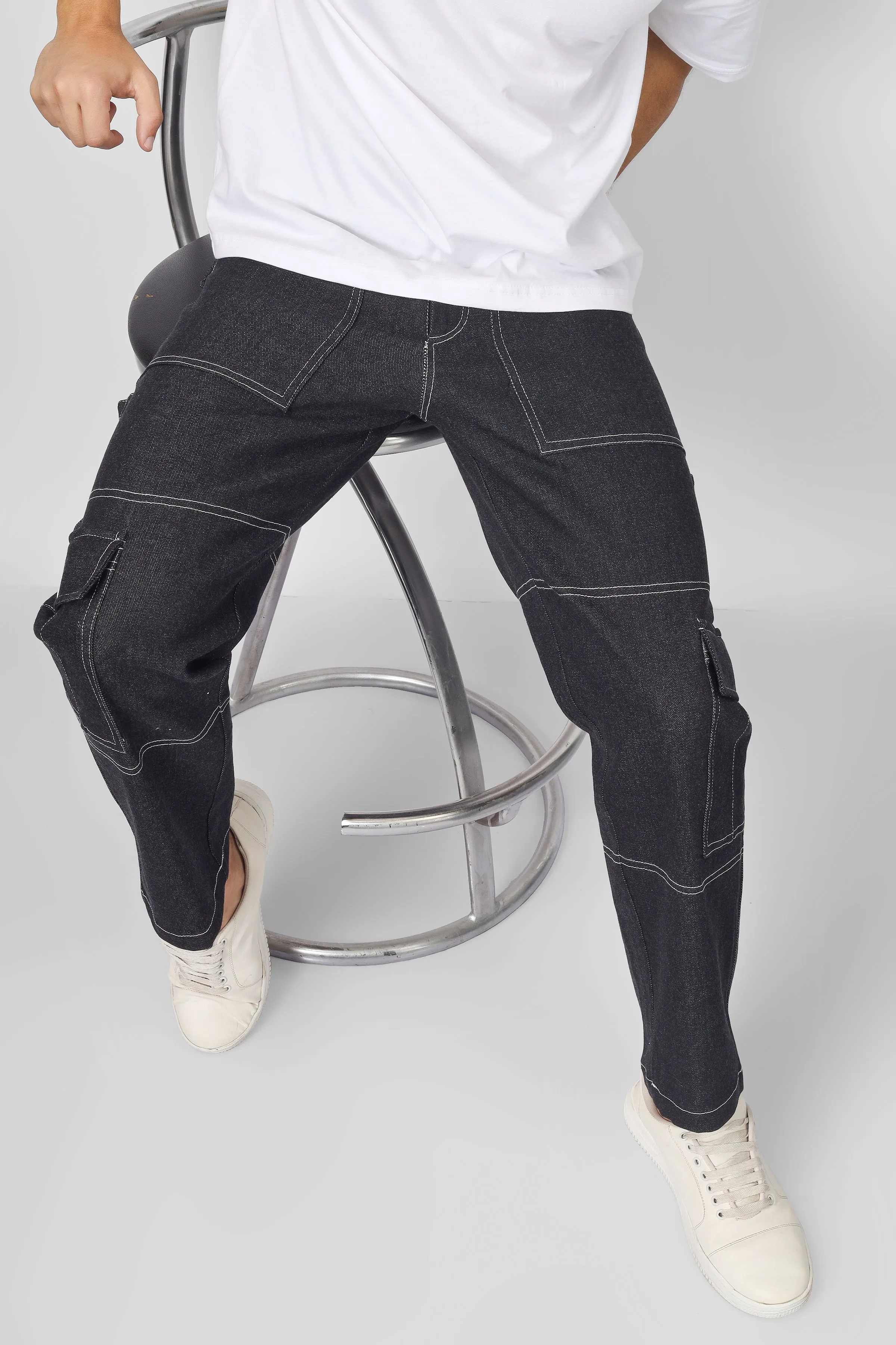6 POCKET BLACK CARPENTER CARGO PANTS