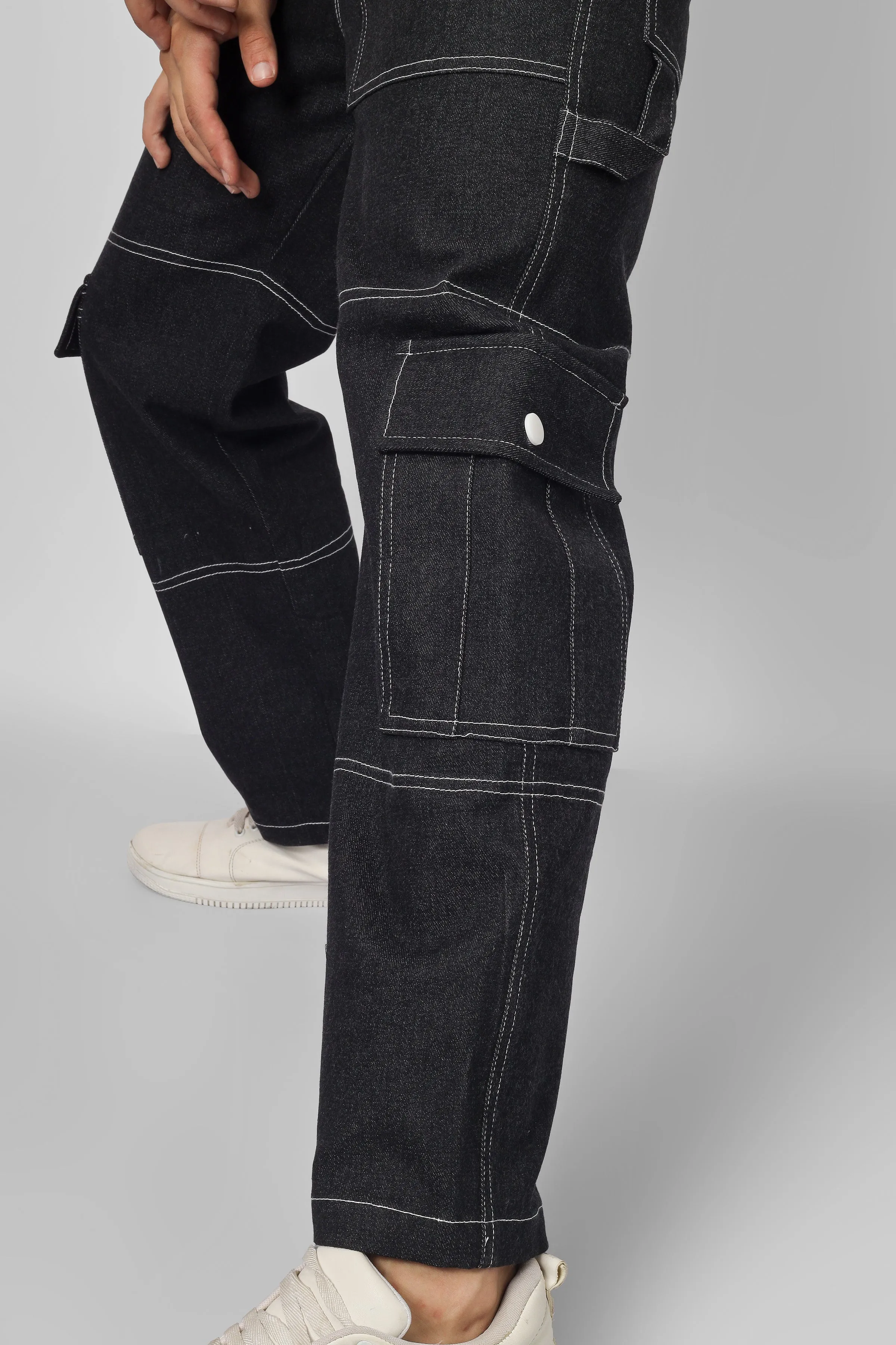 6 POCKET BLACK CARPENTER CARGO PANTS