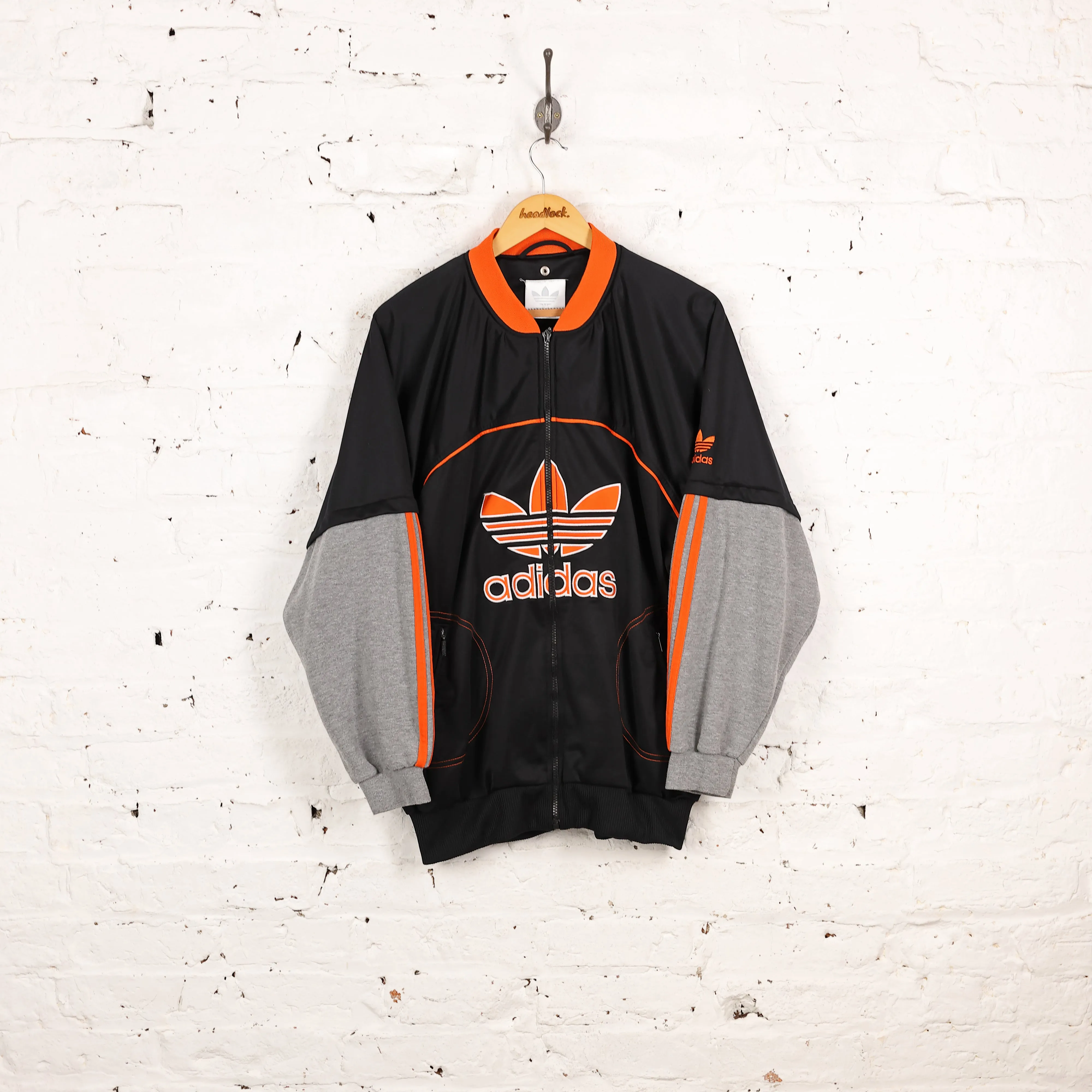 90s Adidas Tracksuit Top Jacket - Black - L