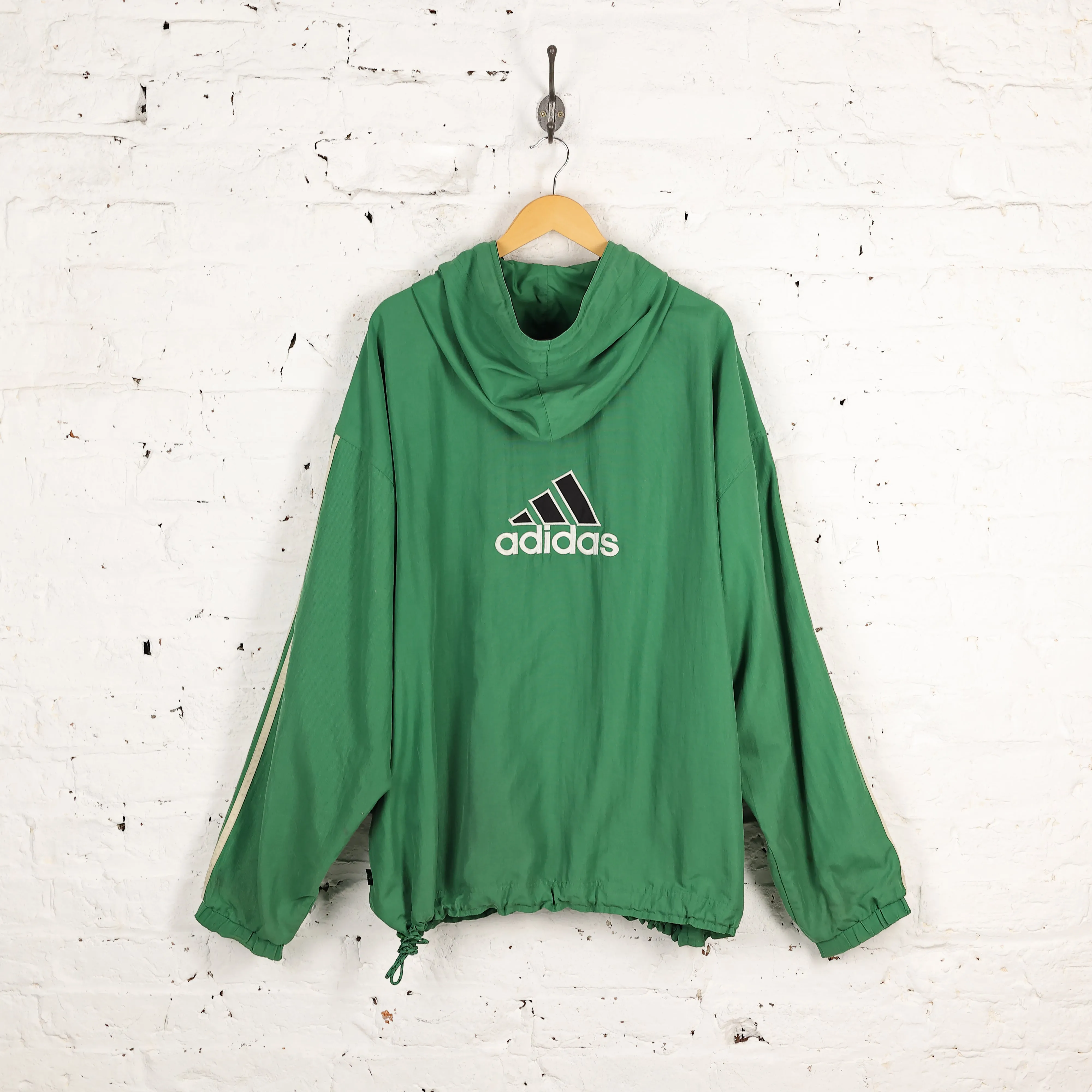 Adidas 90s Hooded Half Zip Tracksuit Top Jacket - Green - XL