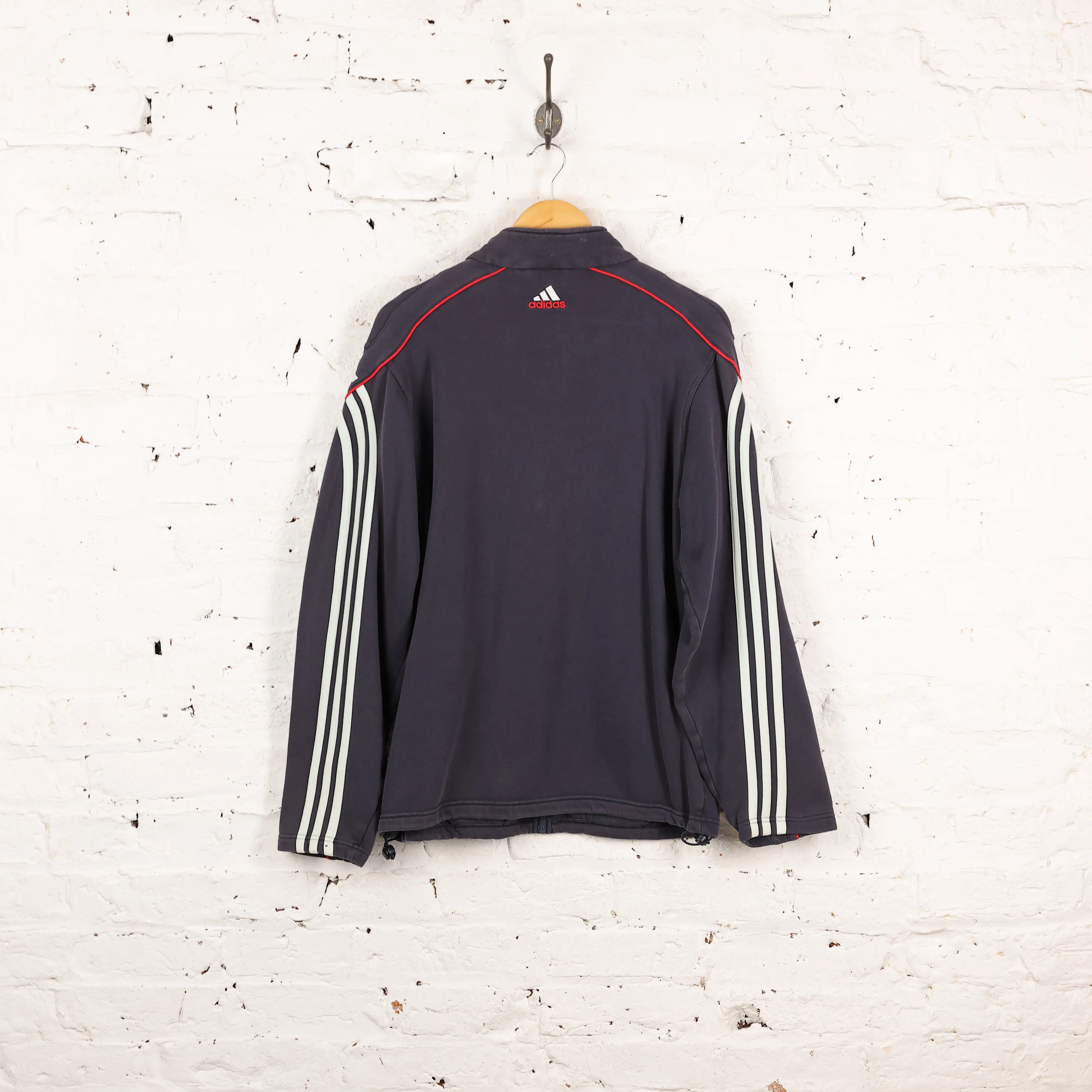 Adidas Full Zip Sweat Tracksuit Top Jacket - Blue - L