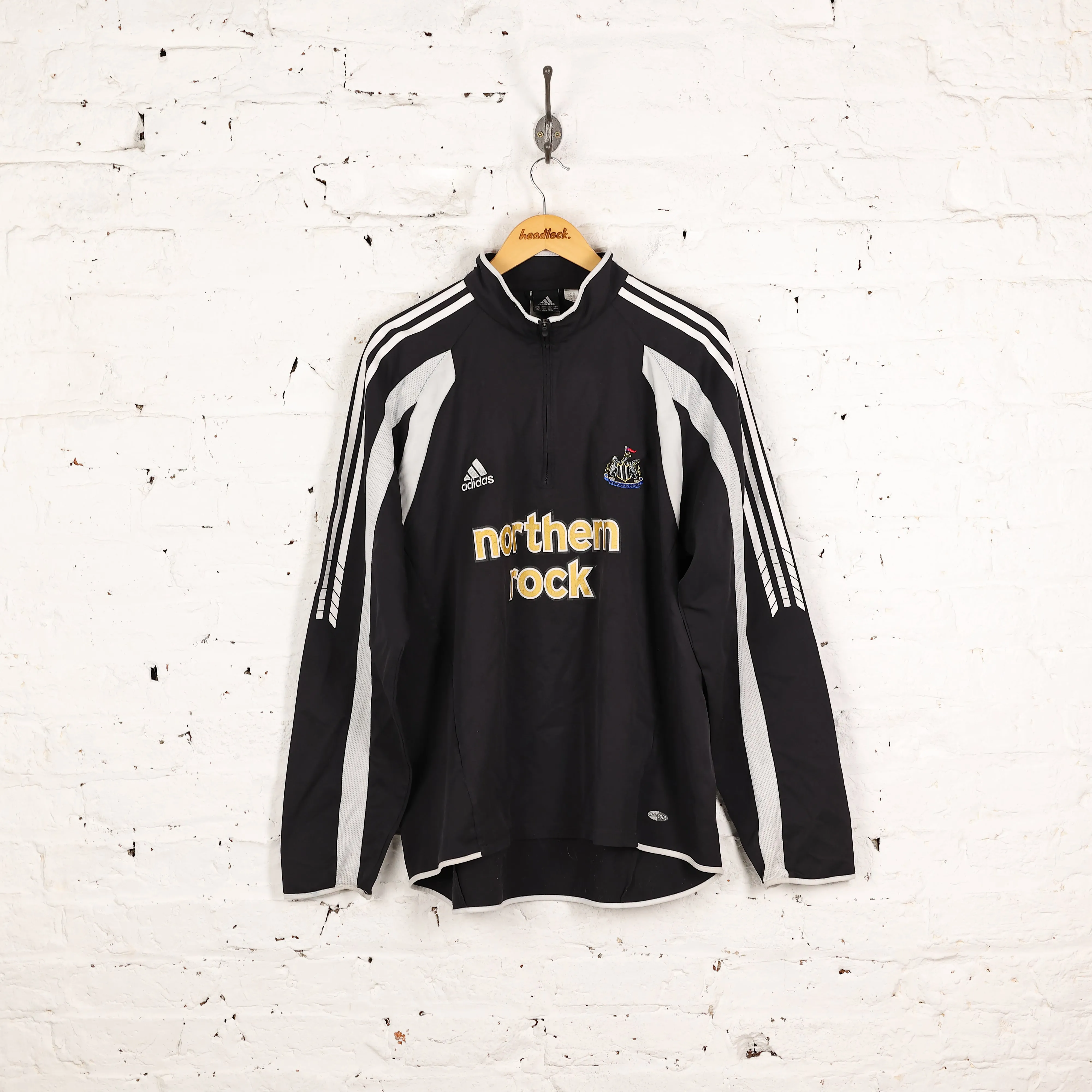 Adidas Newcastle United 1/4 Zip Tracksuit Top Jacket - Black - XL