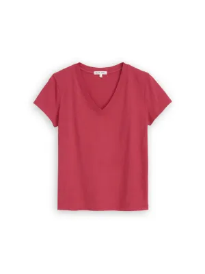 Alex Mill - Elliott V-Neck Tee in Broken Cotton (Cranberry)