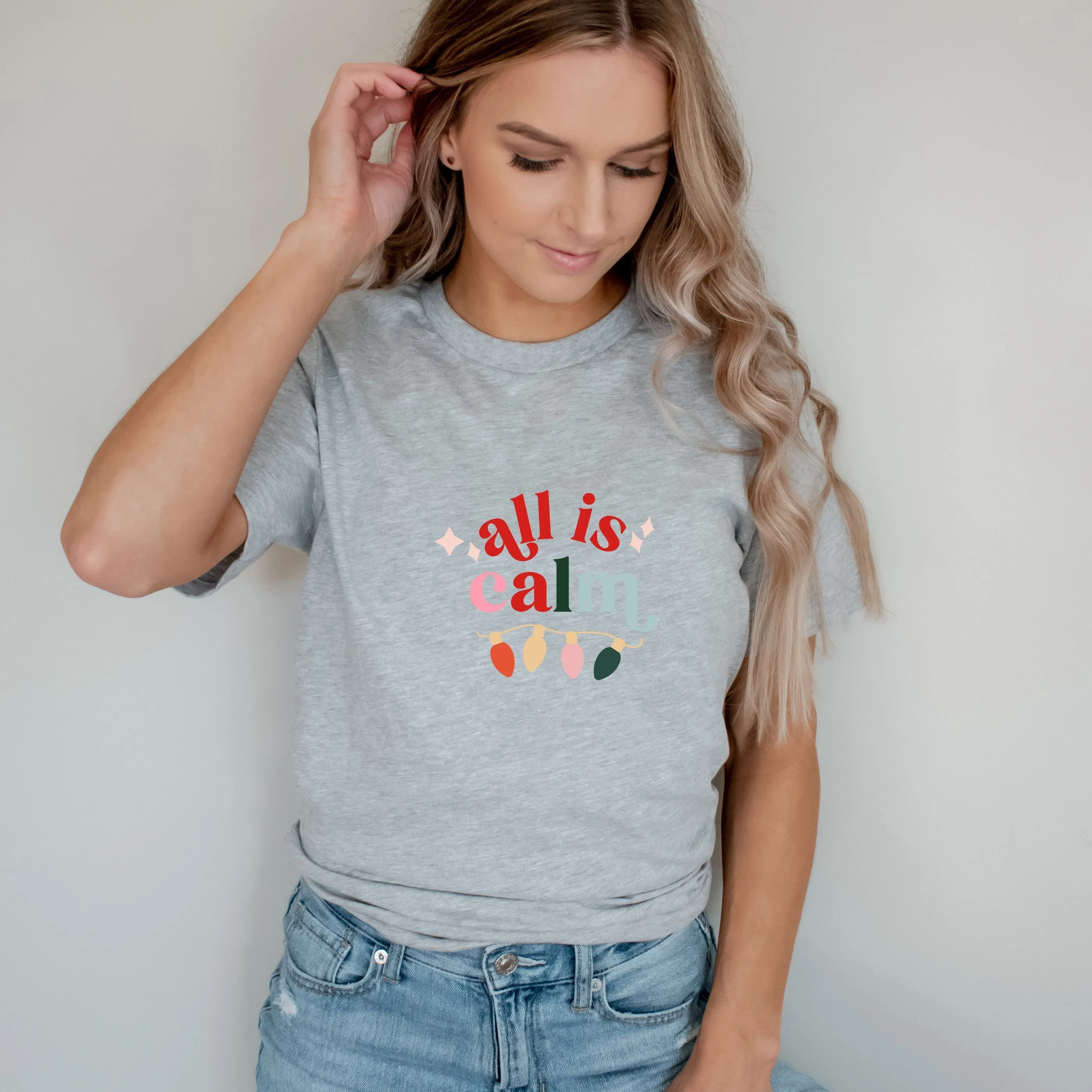 All Is Calm Christmas Lights | Short Sleeve Crew Neck