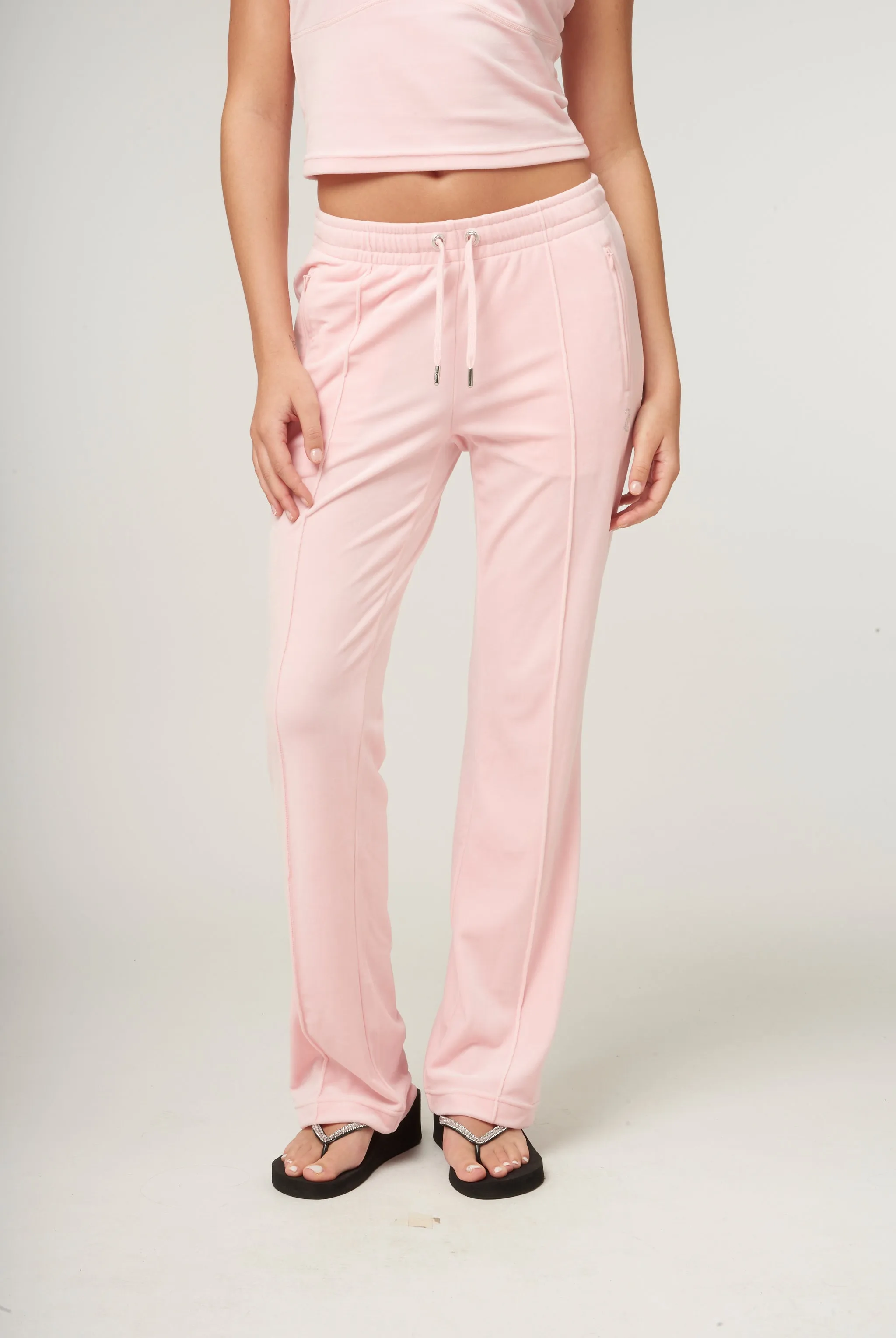 ALMOND BLOSSOM VELOUR DIAMANTÉ TRACKSUIT BOTTOM