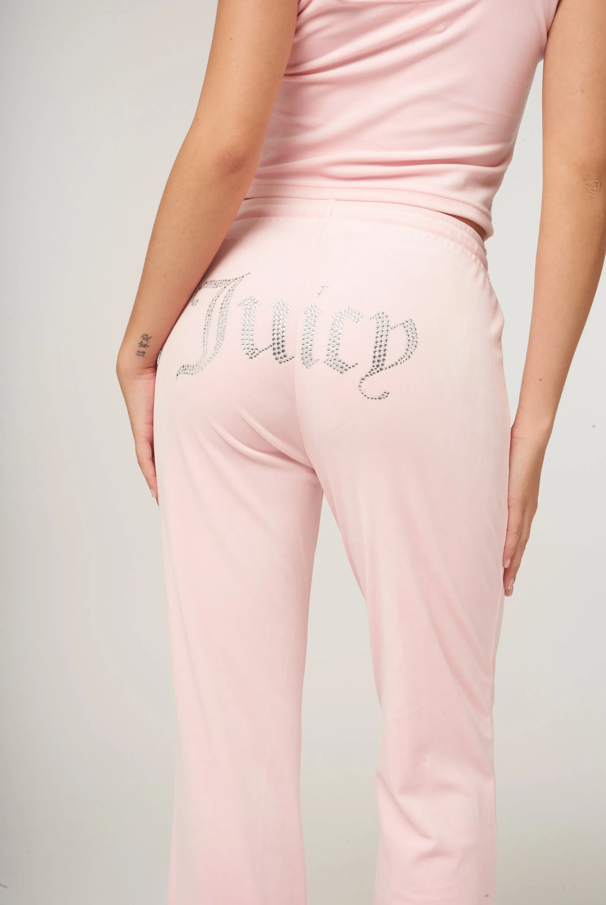 ALMOND BLOSSOM VELOUR DIAMANTÉ TRACKSUIT BOTTOM