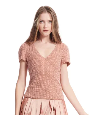 APRICOT PEARL V-NECK TEE