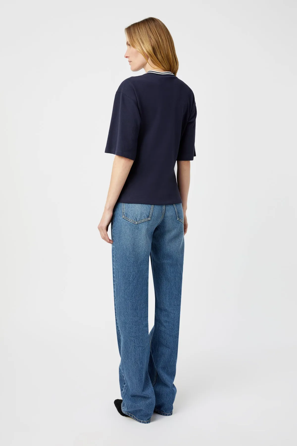 Aqui V Neck Monogram Tee