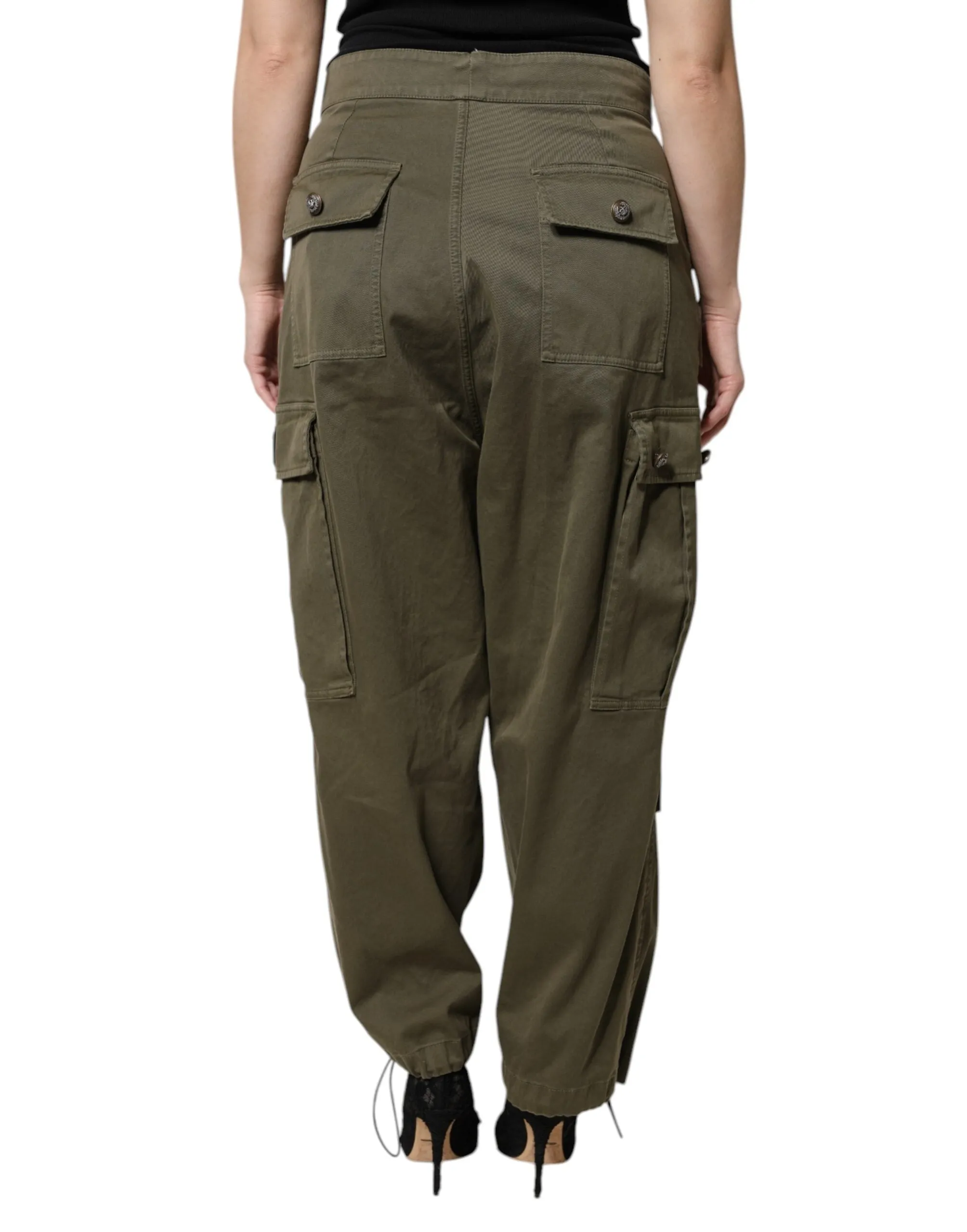 Army Green High Waist Cargo Pants
