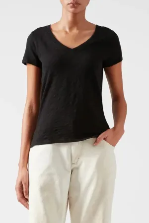 ATM - Slub Jersey Schoolboy V Neck in Black