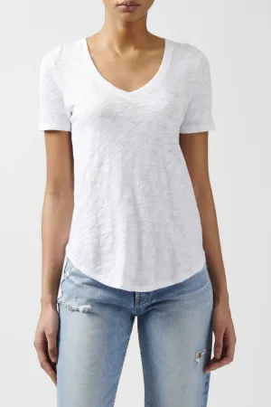 ATM - Slub Jersey S/S V Neck in White