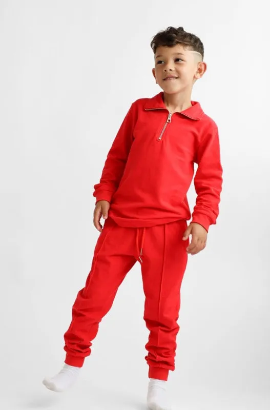 AW24 Harris Kids - Jaxon Red Boys Zip Through Tracksuit Set