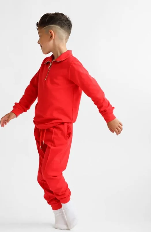 AW24 Harris Kids - Jaxon Red Boys Zip Through Tracksuit Set