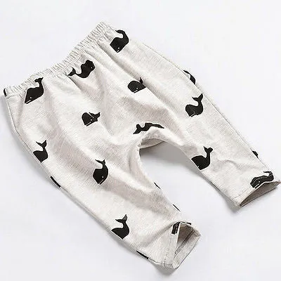 Baby Kids Boys Girls Pants Children Cartoon Whale 100% Cotton Pants Trousers Leggings