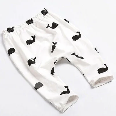 Baby Kids Boys Girls Pants Children Cartoon Whale 100% Cotton Pants Trousers Leggings