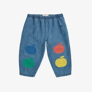 Baby Poma Multicolor Denim Pants, Blue