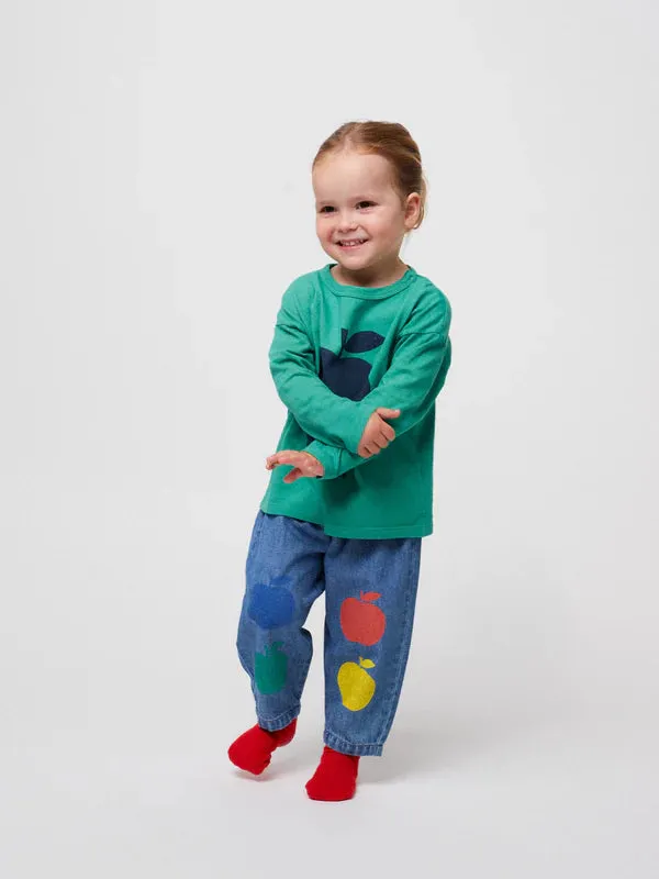 Baby Poma Multicolor Denim Pants, Blue