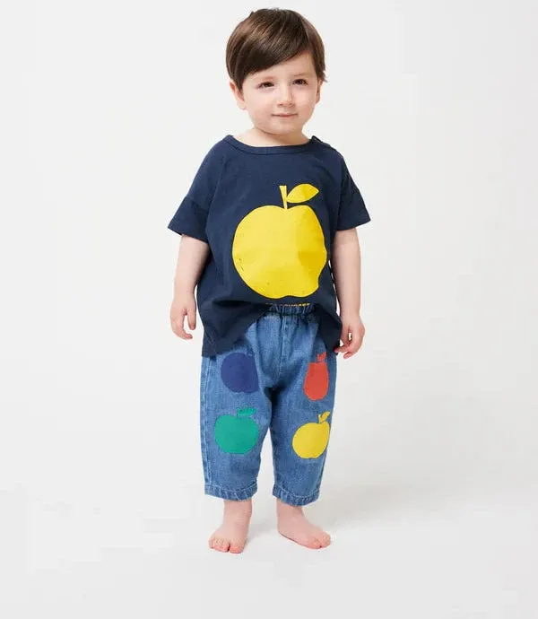Baby Poma Multicolor Denim Pants, Blue