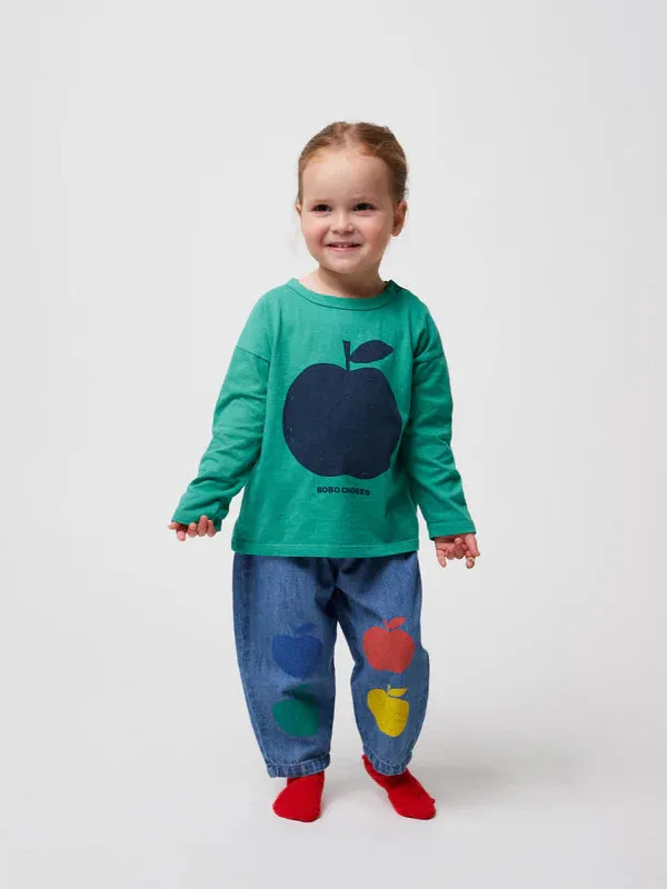 Baby Poma Multicolor Denim Pants, Blue