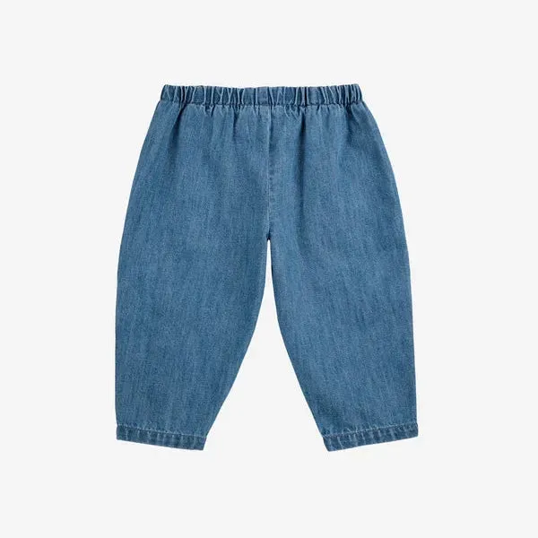 Baby Poma Multicolor Denim Pants, Blue