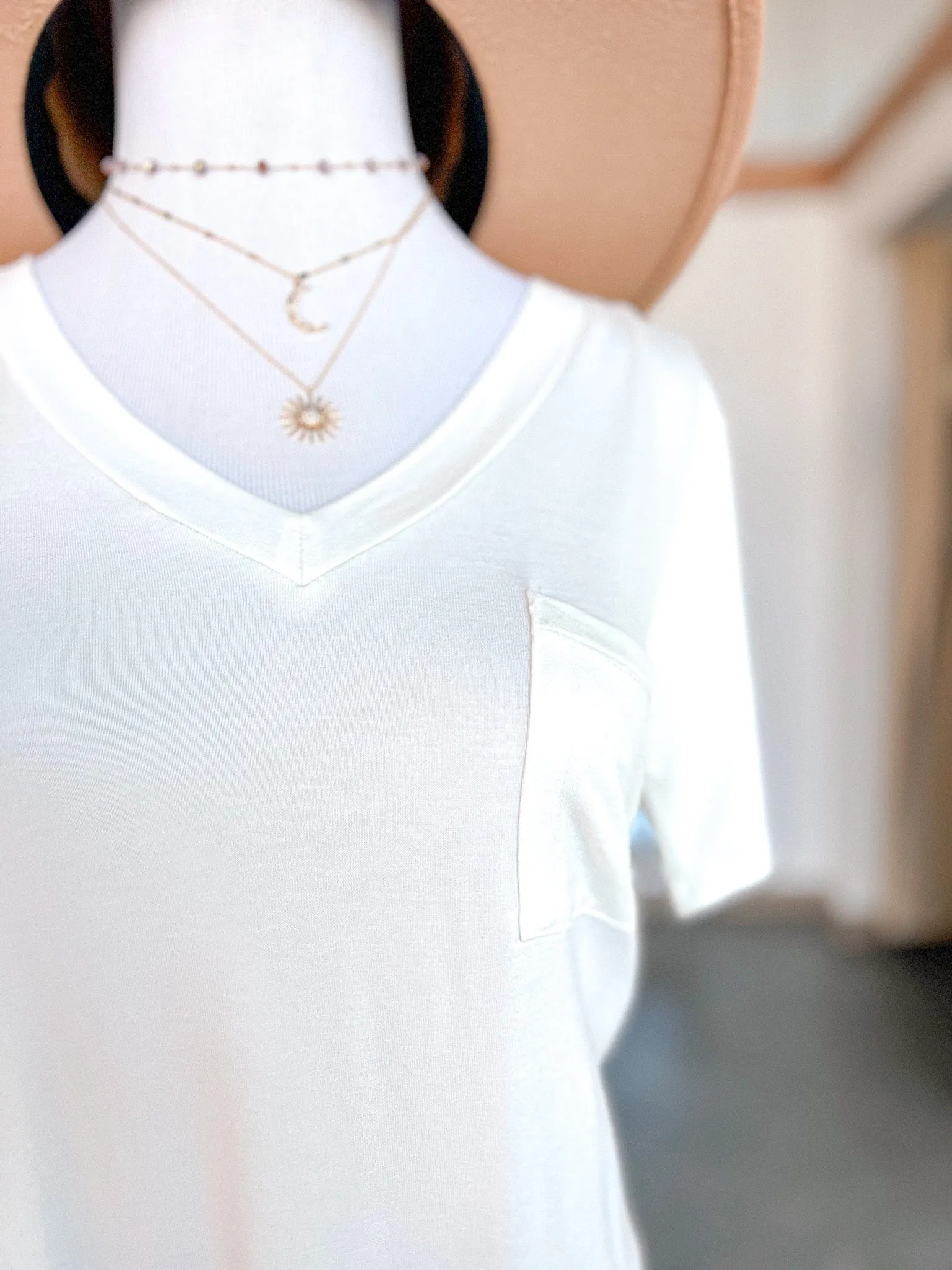 Bamboo V Neck Tee - Ivory