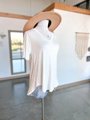 Bamboo V Neck Tee - Ivory