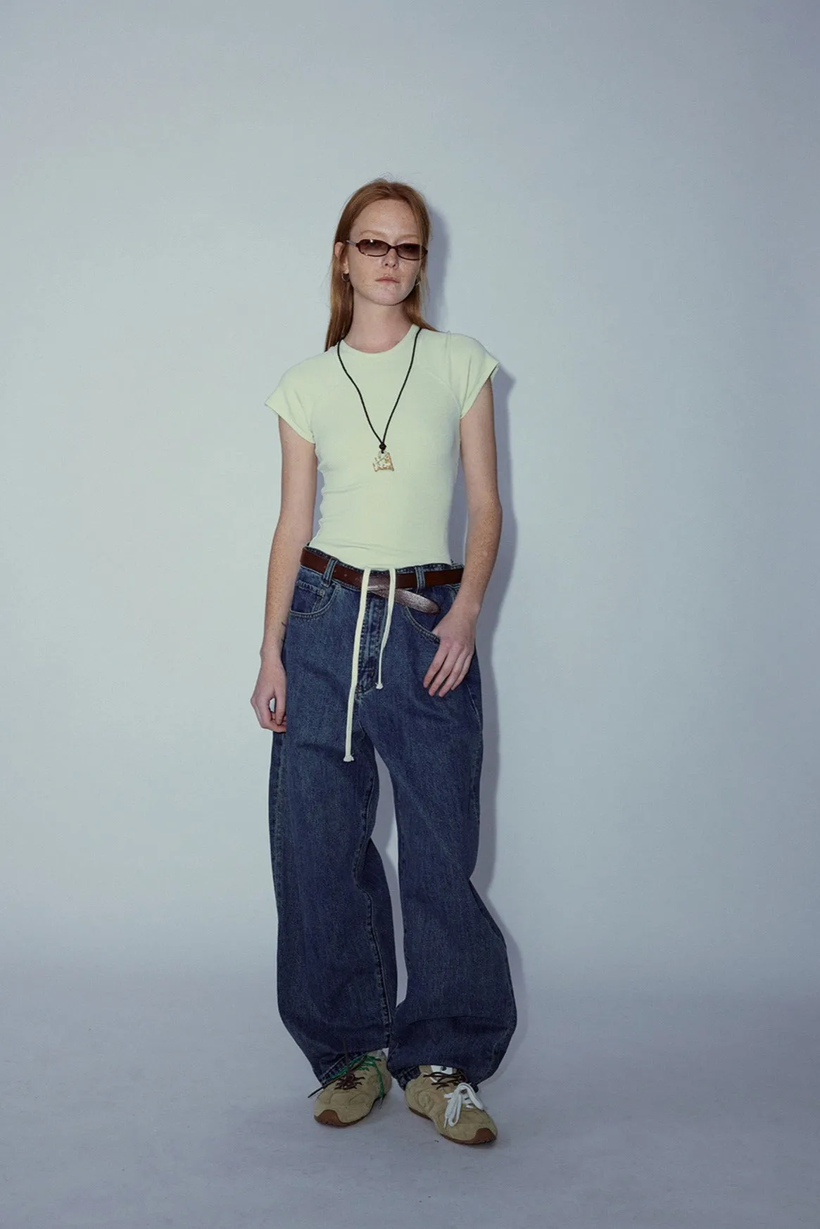 Banana-leg silhouette loose jeans | 2 color