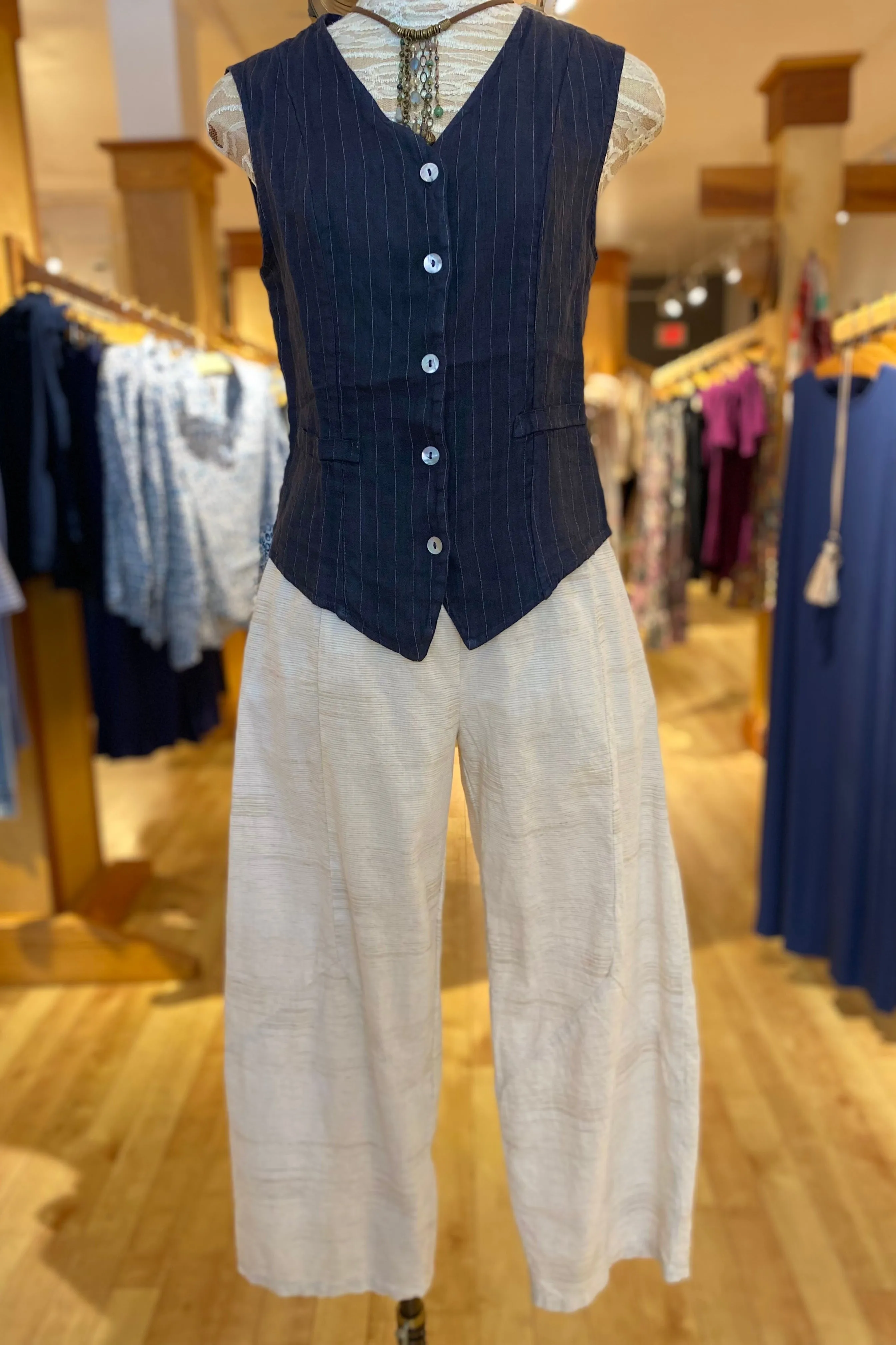 Barrel Crop Mini Stripe Pant