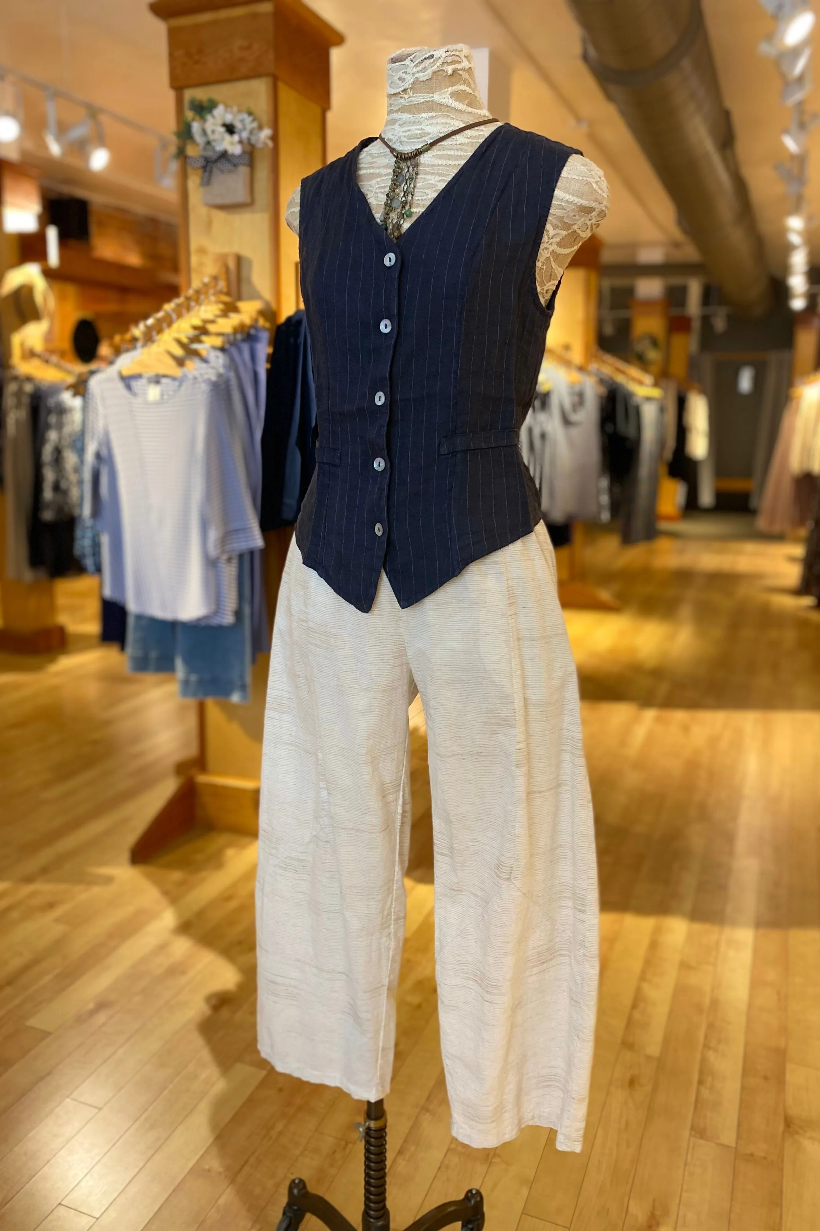 Barrel Crop Mini Stripe Pant