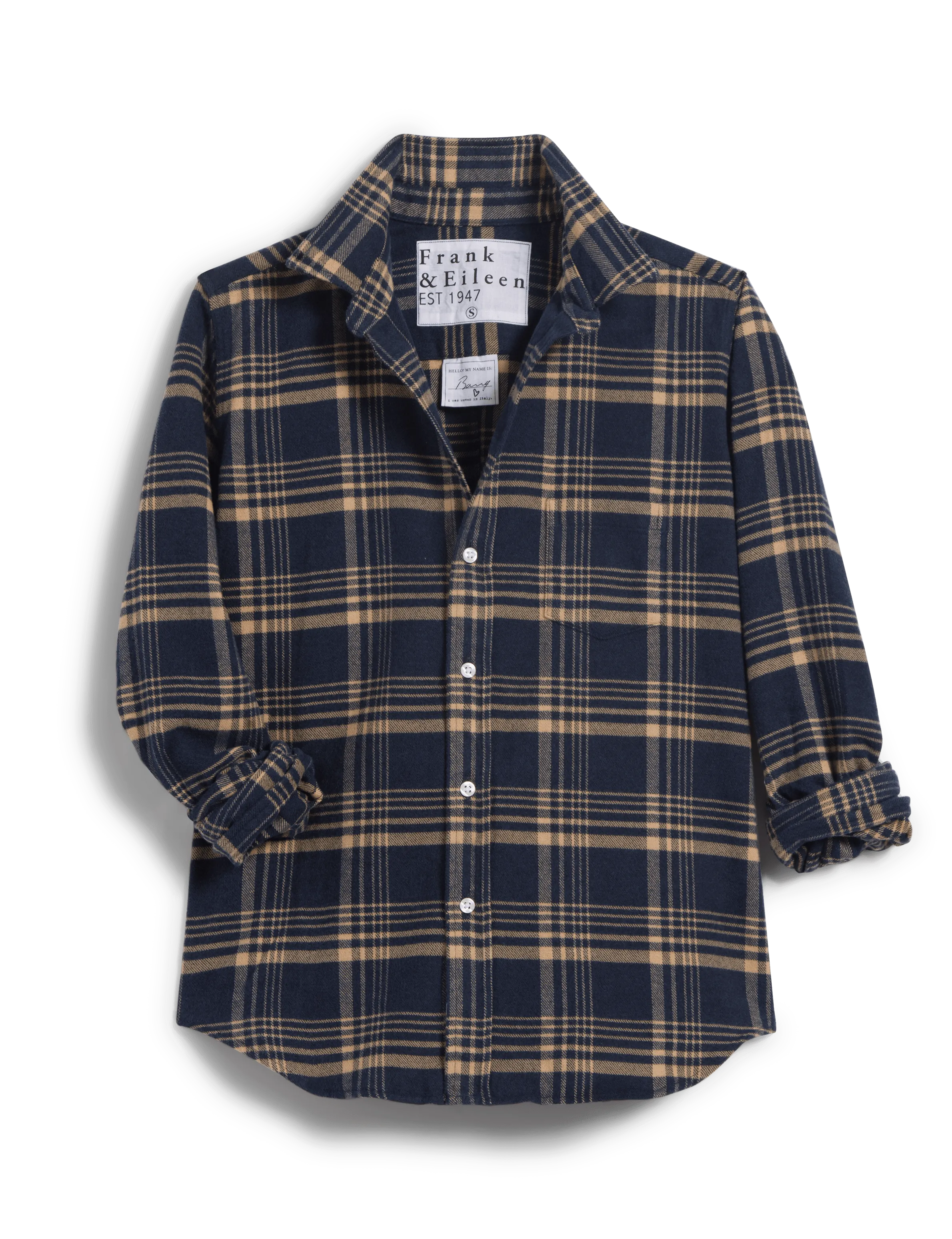 BARRY Navy and Brown Plaid, Italian Flannel