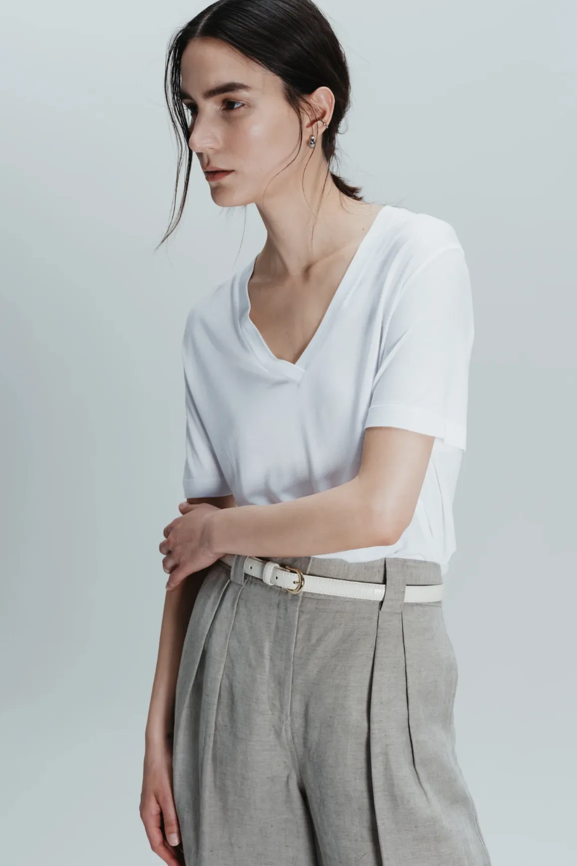 BECK V-NECK JERSEY TEE - WHITE