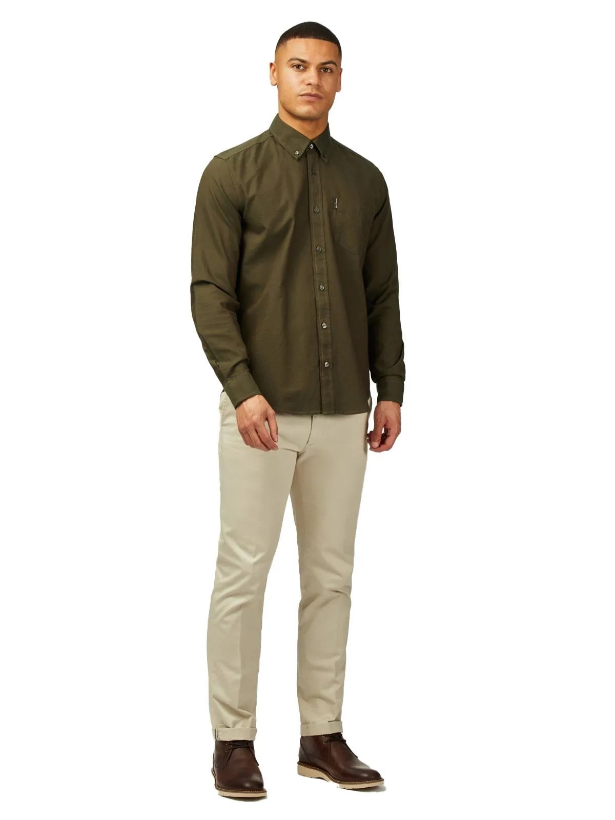 Ben Sherman Big Size Signatue Oxford Long Sleeve Shirt For Men in Camouflage, 2XL-5XL