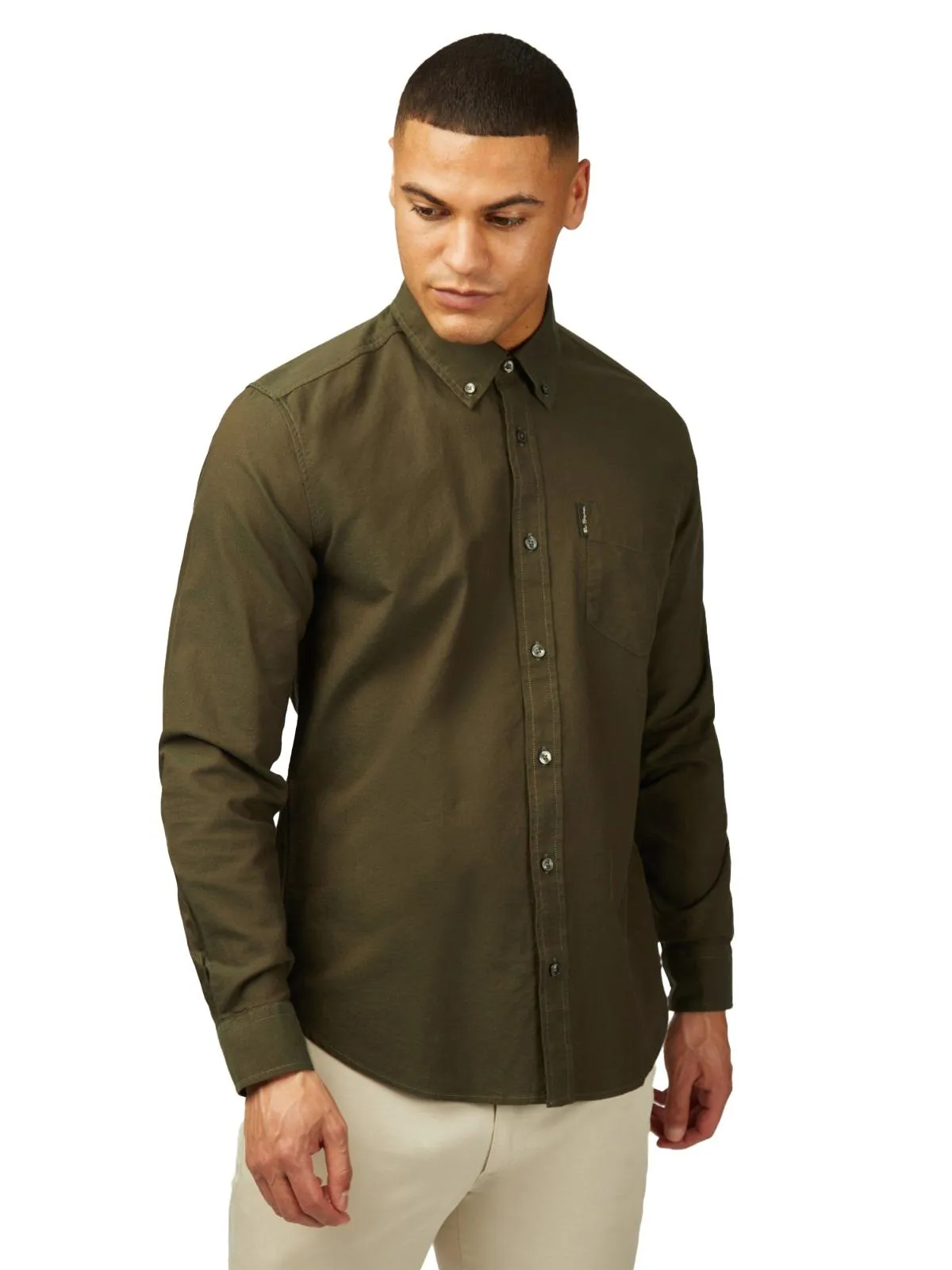Ben Sherman Big Size Signatue Oxford Long Sleeve Shirt For Men in Camouflage, 2XL-5XL