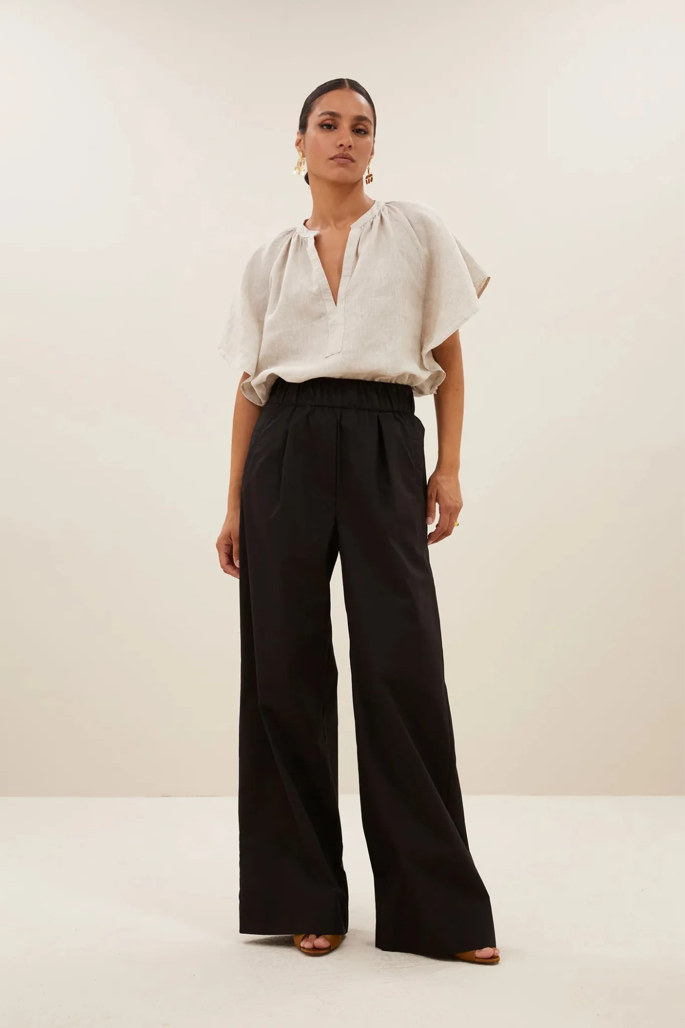 BENJI POPLIN PANTS - BLACK
