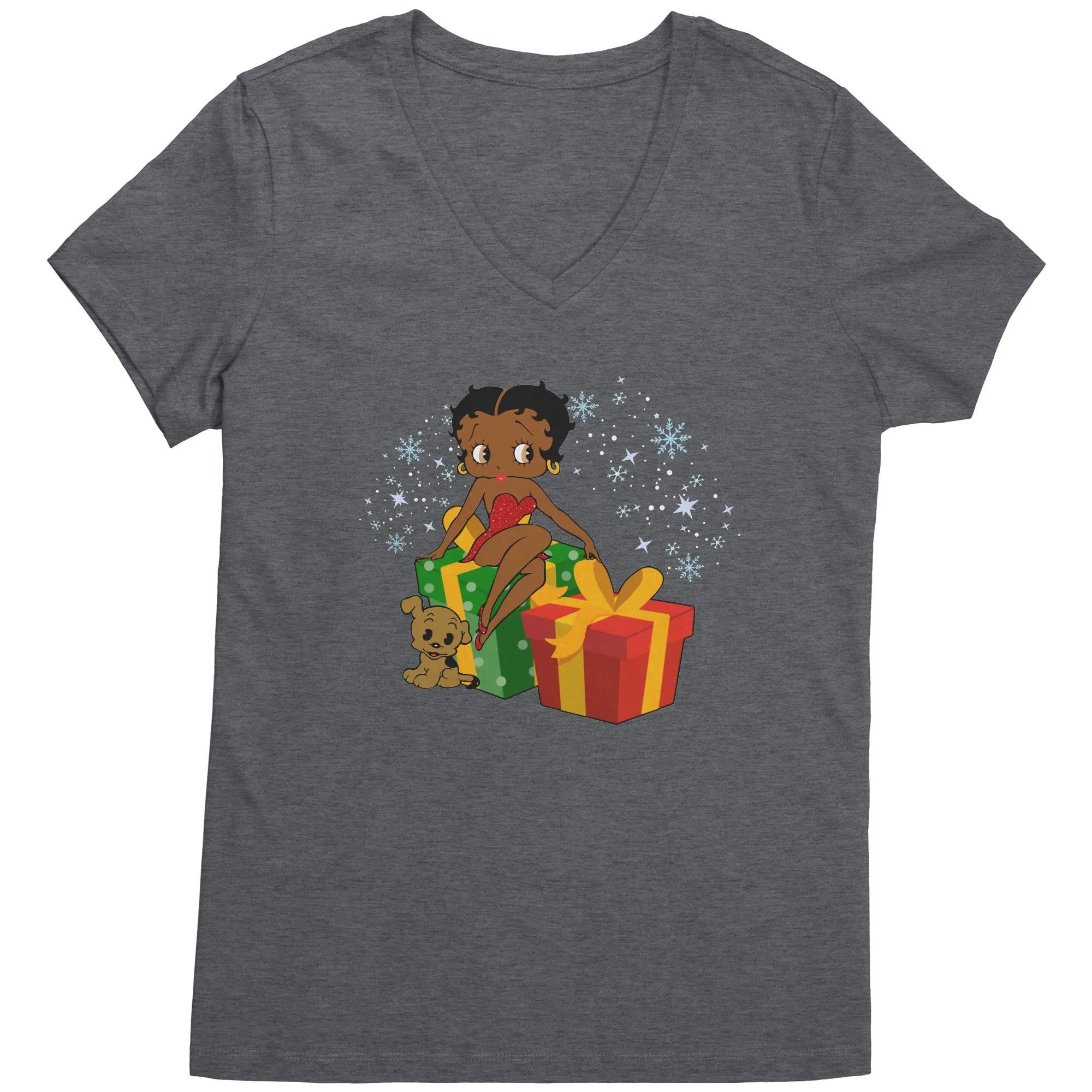 Betty Boop Christmas V-Neck Shirt, Feeling Jolly Shirt, Betty Boop Shirt, Betty Boop Vneck, Holiday Gift Christmas Gift For Her Graphic Tee